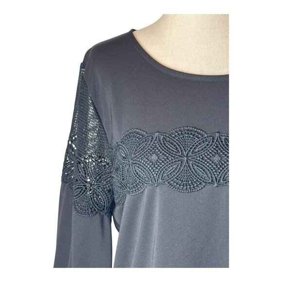 Karl Lagerfeld Shirt Women Small Black Lace Panel Blouse Whimsigoth Gothic NWT - Picture 4 of 11